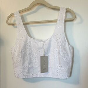 Joie White Eyelet Cotton Crop Tank Top NWT- Size Medium